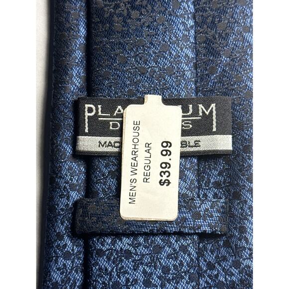 Platinum Designs Handmade Blue Black Floral Occasion Tie, NEW w/Tag - Picture 4 of 4